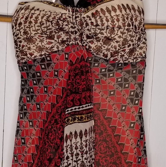 Max & Cleo Dress Silk Halter Handkercheif Boho - Picture 3 of 8